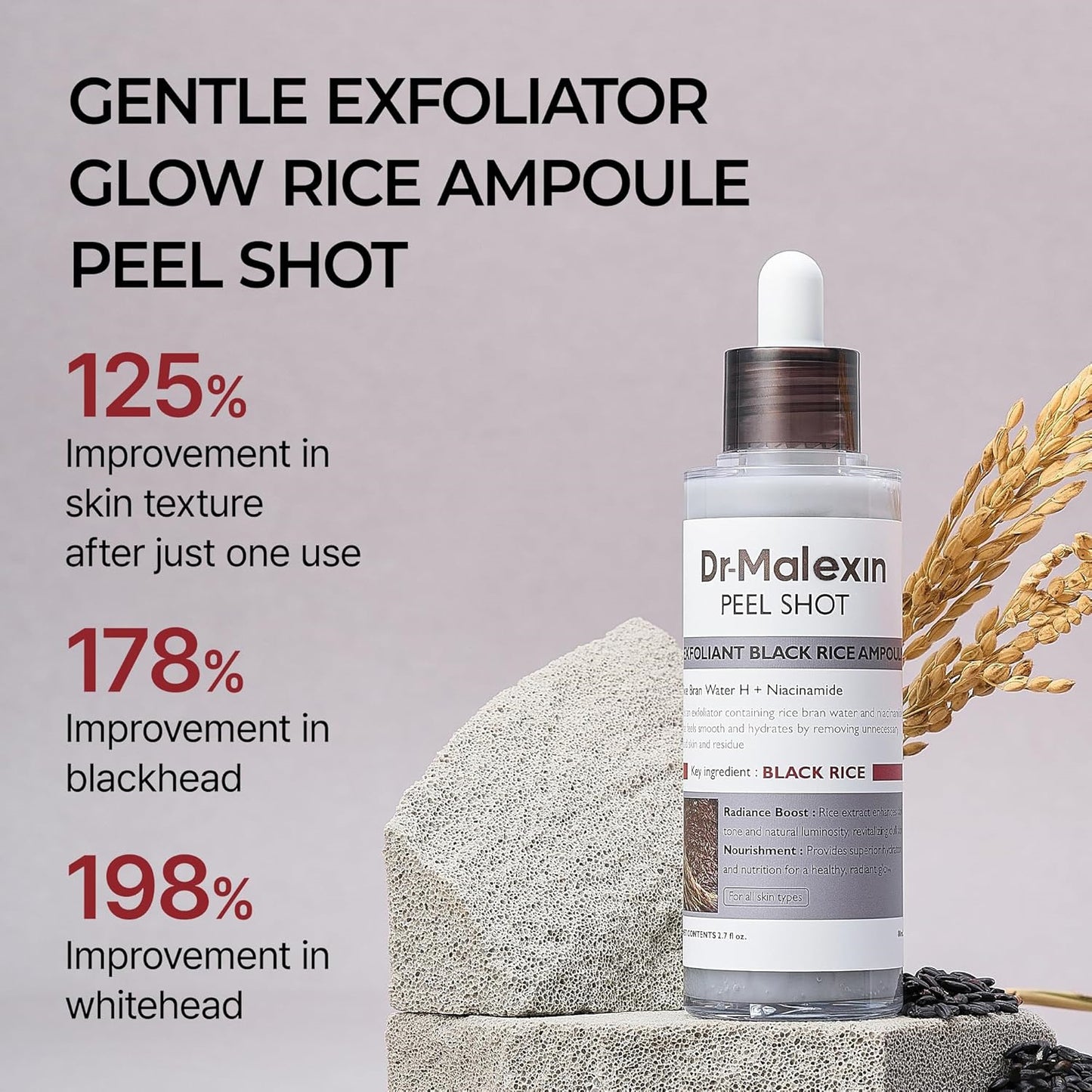 Dr-MalexIn Peel Shot Glow Rice Ampoule Set (Black+Toner)