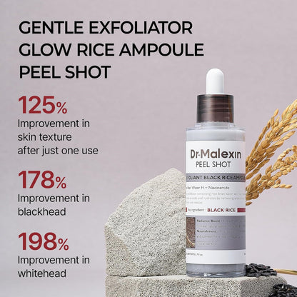 Dr-MalexIn Peel Shot Glow Rice Ampoule Set (Black+Toner)