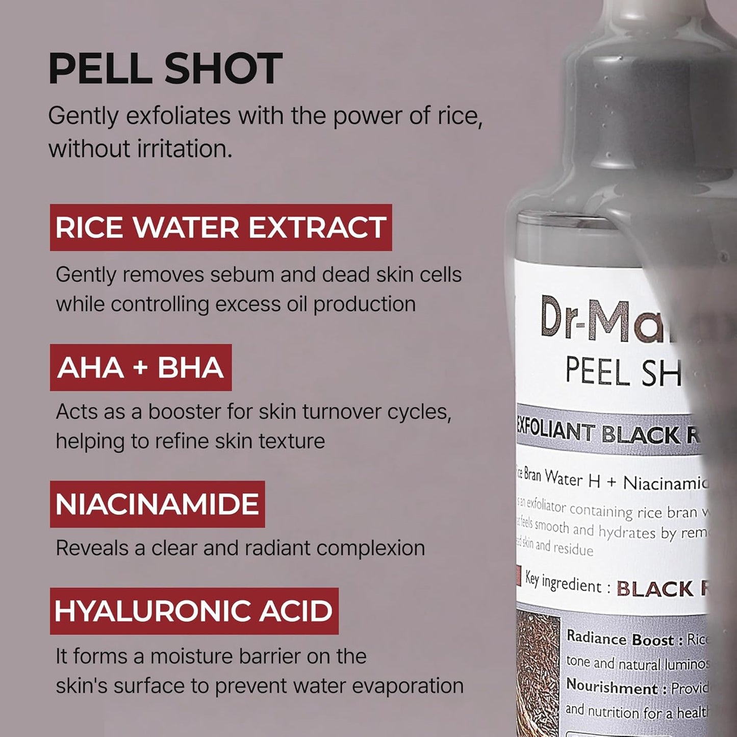 Dr-MalexIn Peel Shot Glow Rice Ampoule Set (Black+Toner)