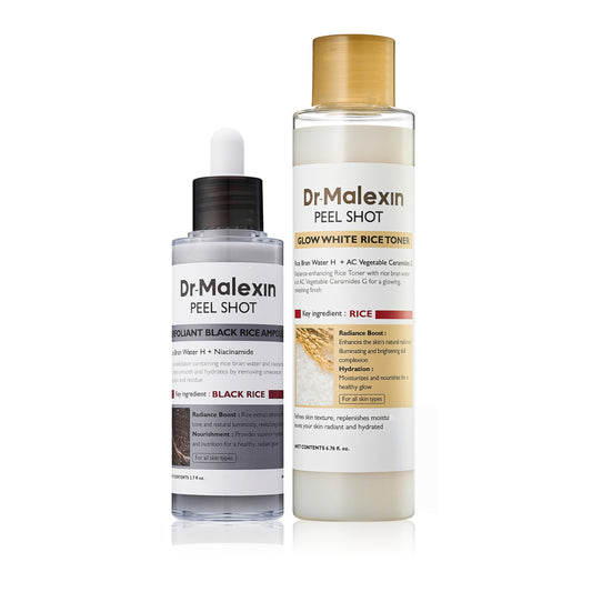 Dr-MalexIn Peel Shot Glow Rice Ampoule Set (Black+Toner)