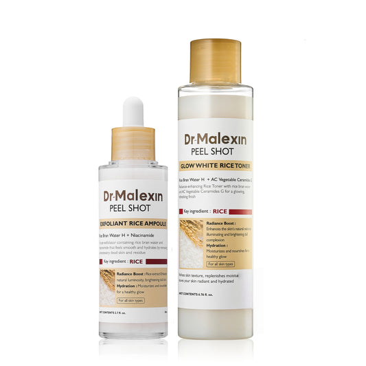 Dr-MalexIn Peel Shot Glow Rice Ampoule Set (White+Toner)